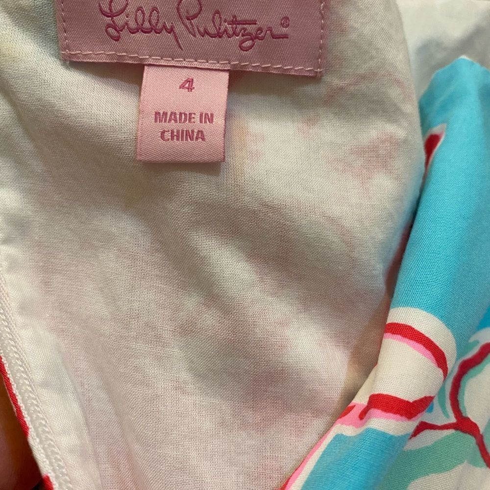 Lilly Pulitzer Lenore Lolita With Sunglow Breakwater Blue Strap Sun Dress Size 4 - Picture 11 of 12
